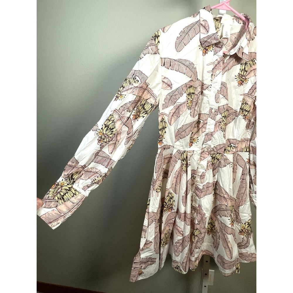 Desmond & Dempsey x H&M Summer Dress Long Sleeve Button up Palm Trees Small - Picture 2 of 11